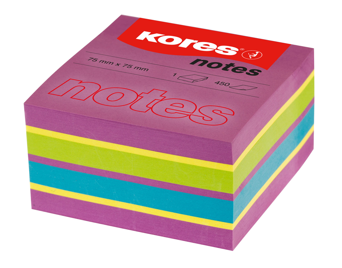 NOTES ADEZIV 75*75MM NEON MIXT SPRING 450 FILE KORES