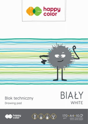 Bloc desen, alb, A4, 10 coli, 170gsm, Happy Color