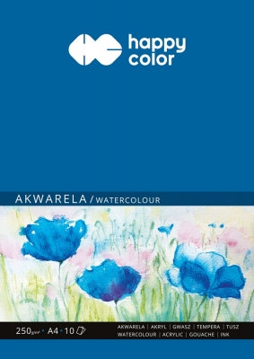 Bloc desen, pentru acuarele, A4, 250gsm, 10 coli, Happy Color