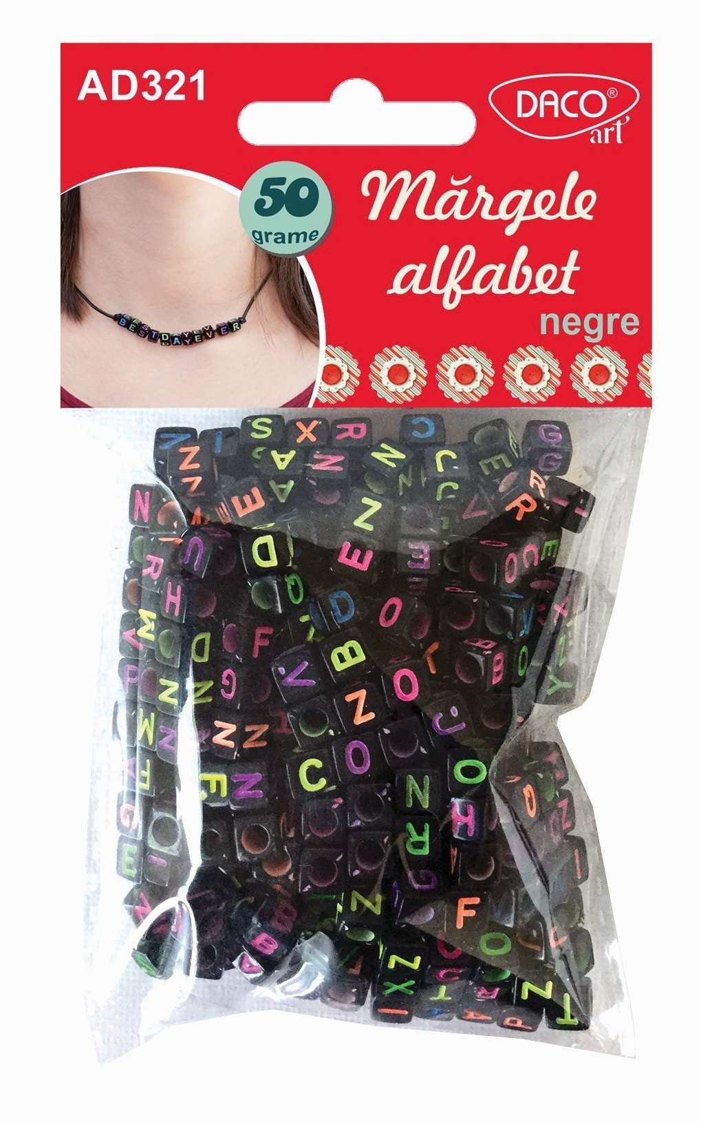 ACCESORII CRAFT - AD321 MARGELE ALFABET NEGRE DACO