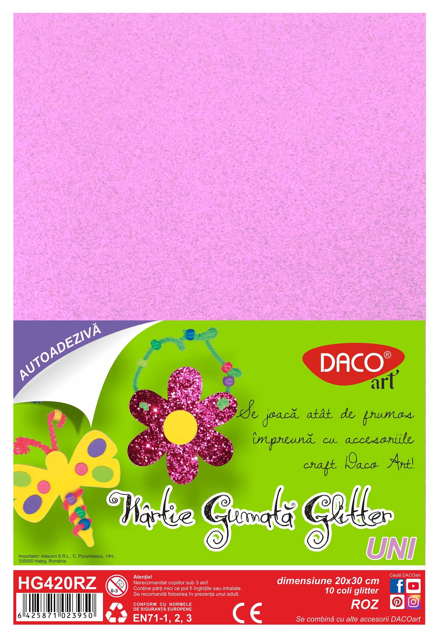 HARTIE GUMATA AA GLITTER HG420RZ 20X30CM 10COLI DACO