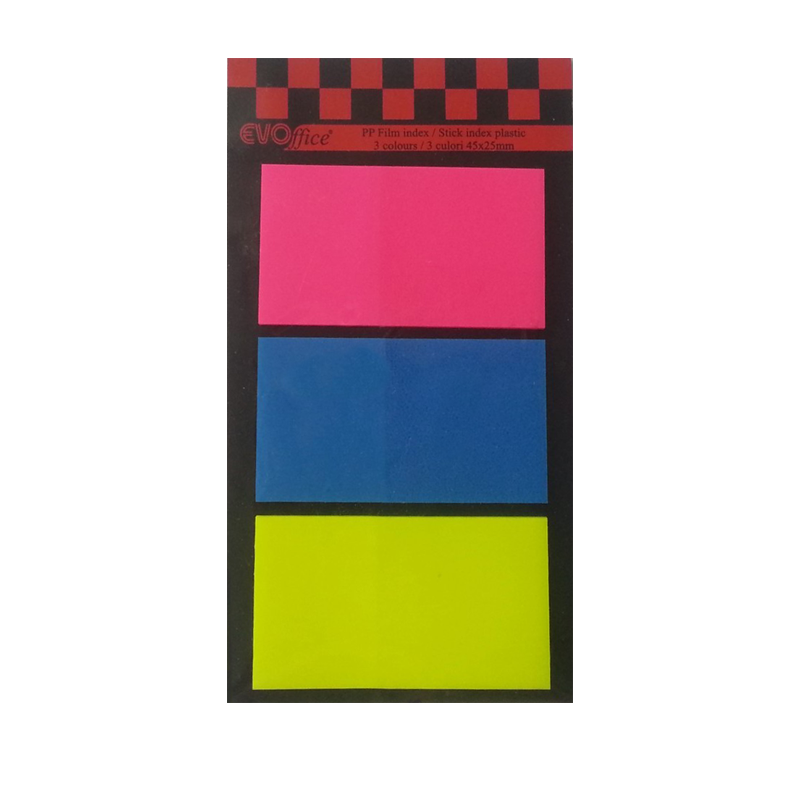 Stick index plastic 45*25 mm, 3 culori neon 20 file EVOffice