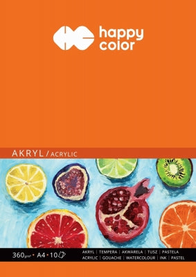 Bloc desen acrylic, A4, 360 gsm, 10 coli, Happy Color