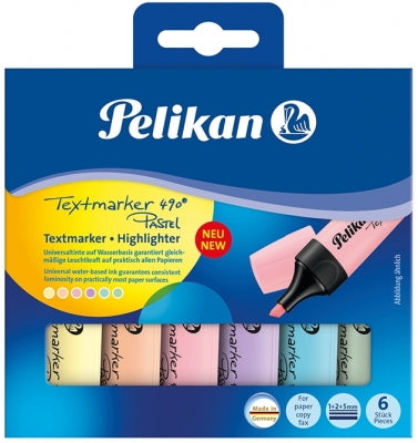 Textmarker culori pastel, set 6 culori, cutie carton, Pelikan