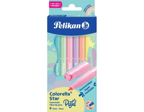 Set carioci Colorella Star C302, varf 0.8 mm, 6 culori pastel/set, Pelikan