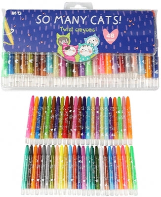 Creioane cerate Twistable, So many cats, ambalaj PVC, 48 culori/set, M&G