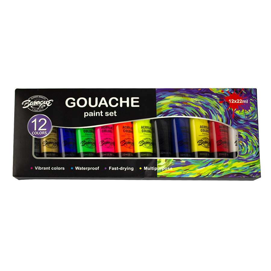 Acuarele tempera gouache 12 culori*22 ml/set EVOffice