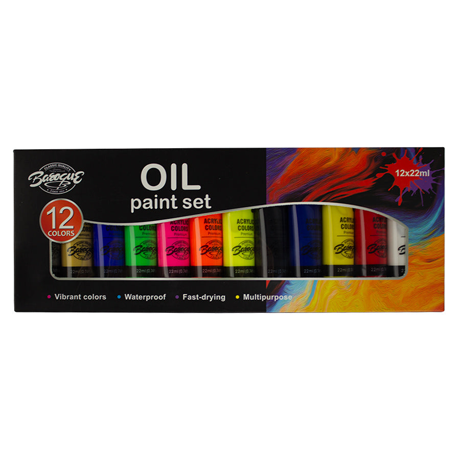 Acuarele tempera oil 12 culori*22 ml/set EVOffice