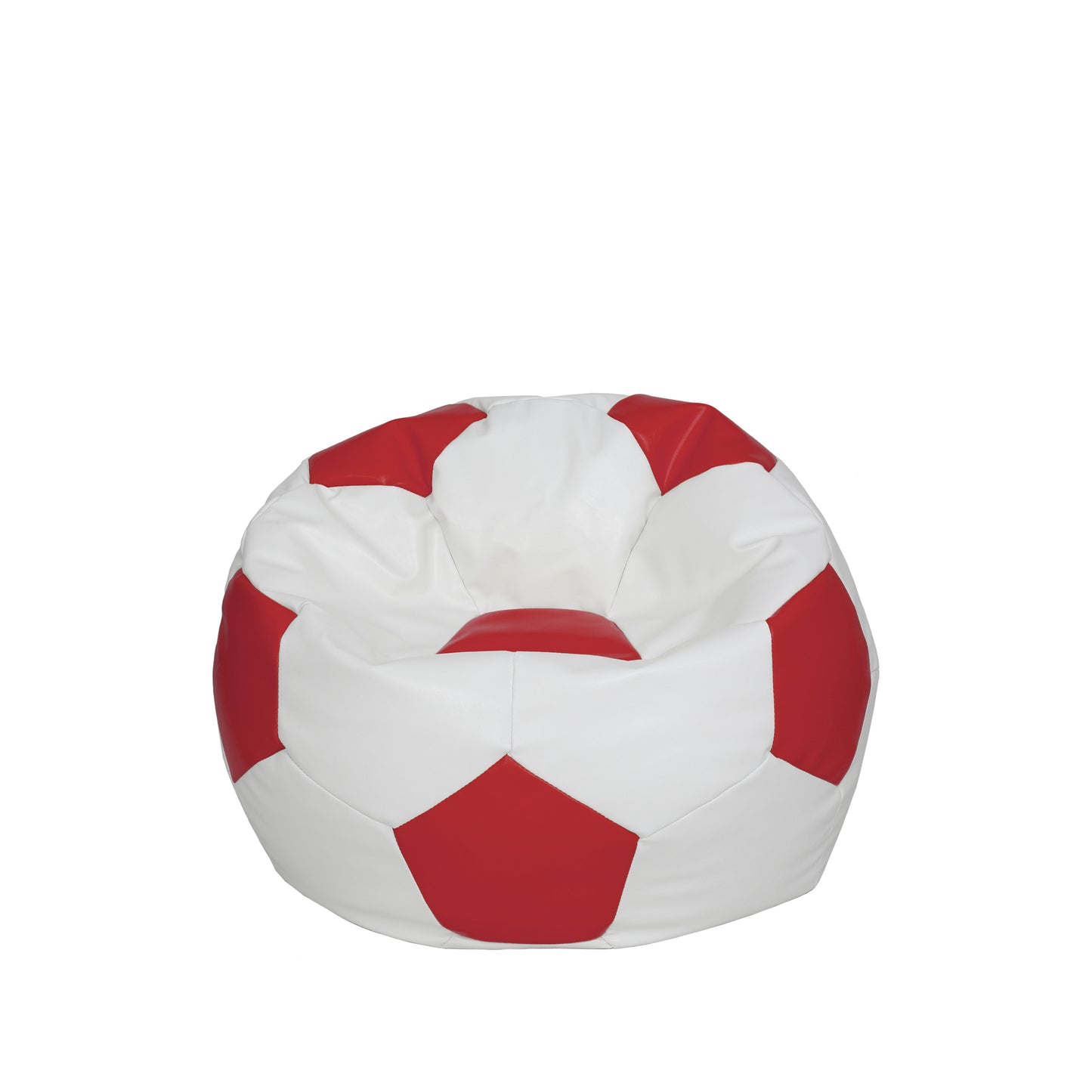 Fotoliu puf Baby Ball - imitatie piele - alb/rosu