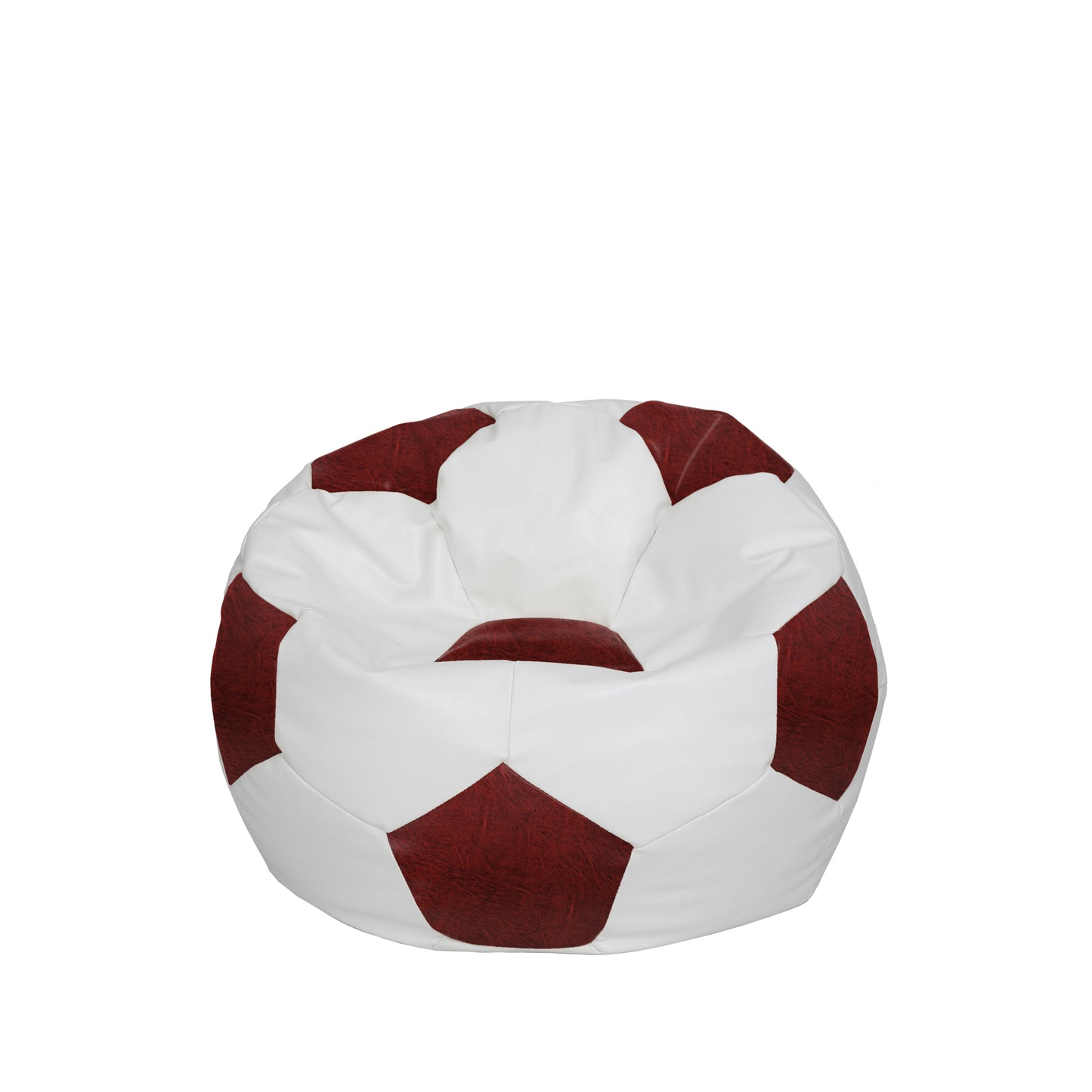 Fotoliu puf Baby Ball - imitatie piele - alb/bordo