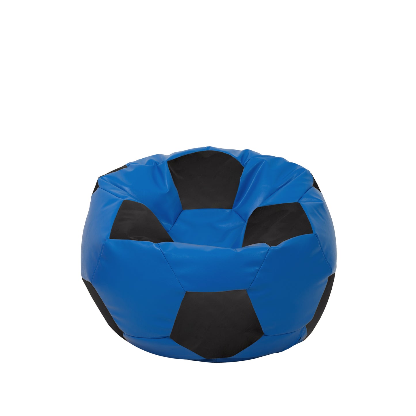 Fotoliu puf Baby Ball - imitatie piele - albastru/negru