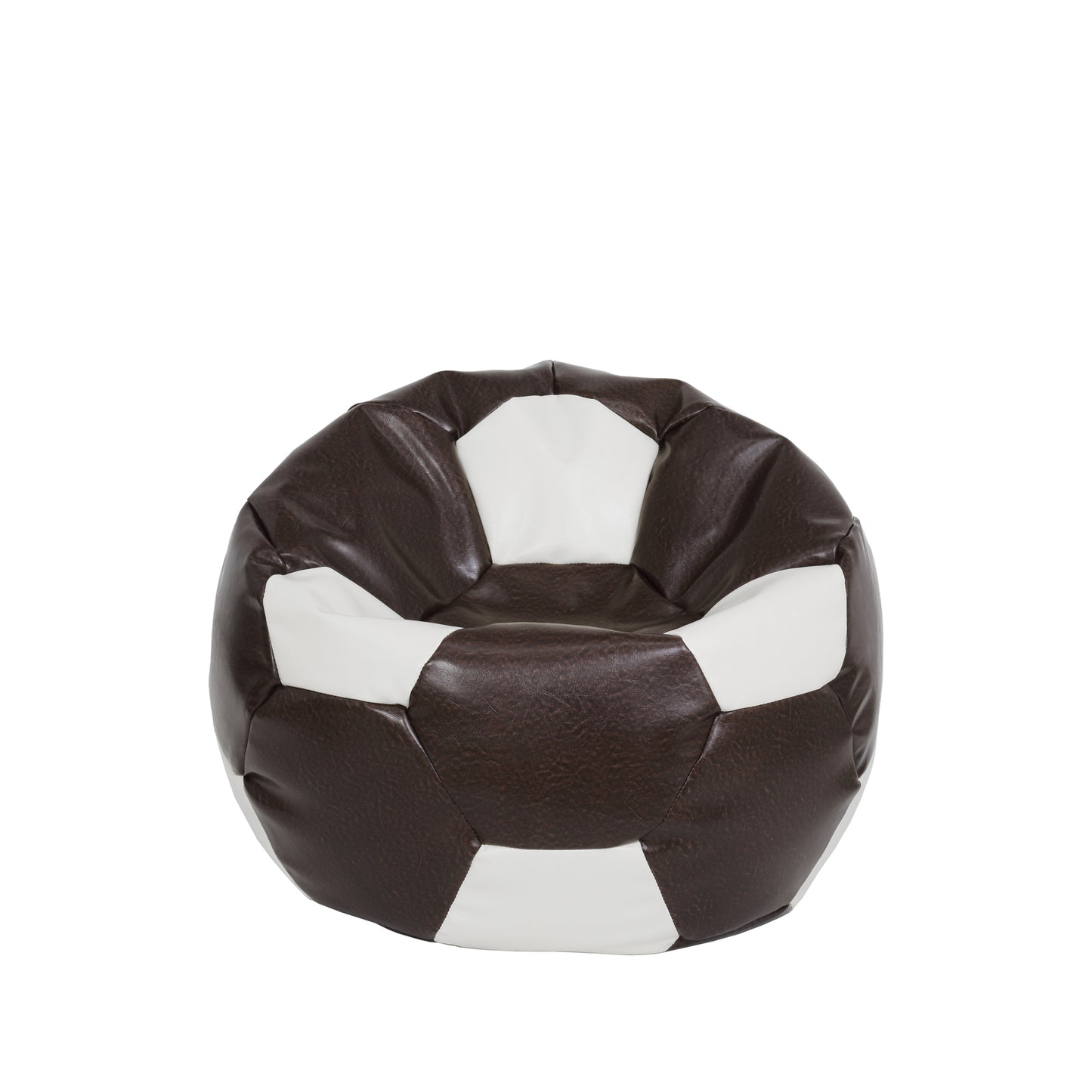 Fotoliu puf Baby Ball - imitatie piele - maro/alb