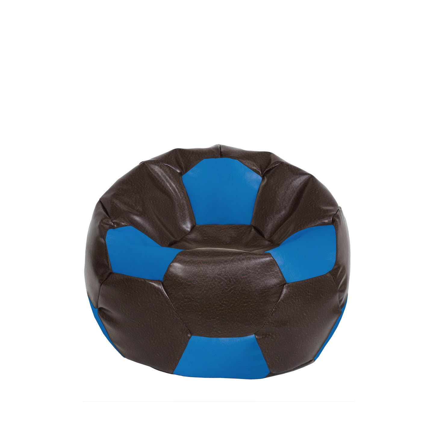 Fotoliu puf Baby Ball - imitatie piele - maro/albastru