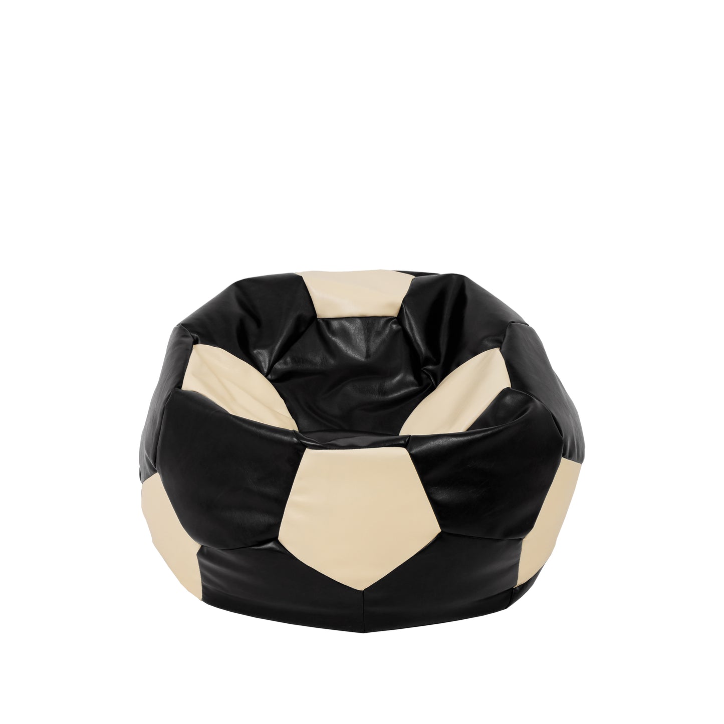 Fotoliu puf Baby Ball - imitatie piele - negru/crem