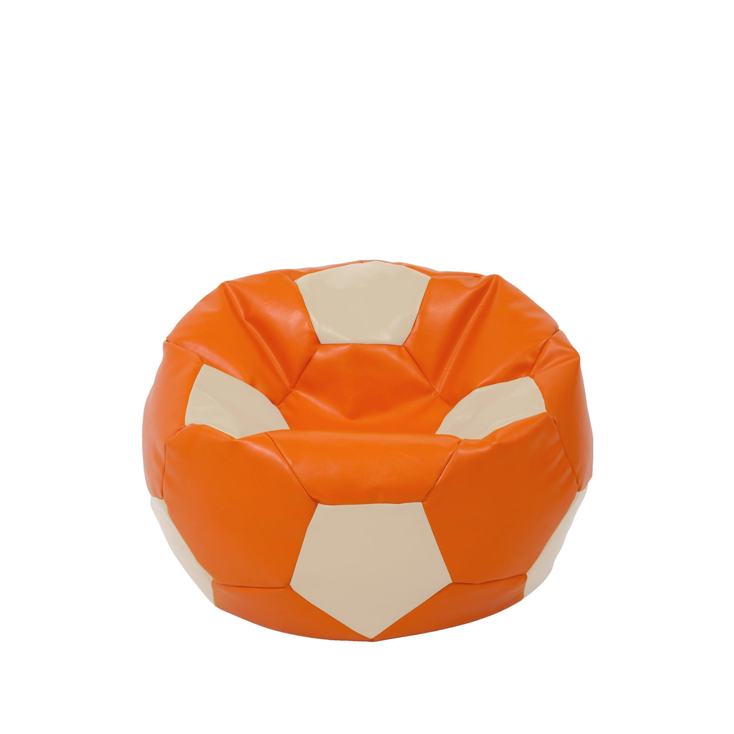 Fotoliu puf Baby Ball - imitatie piele - portocaliu/crem