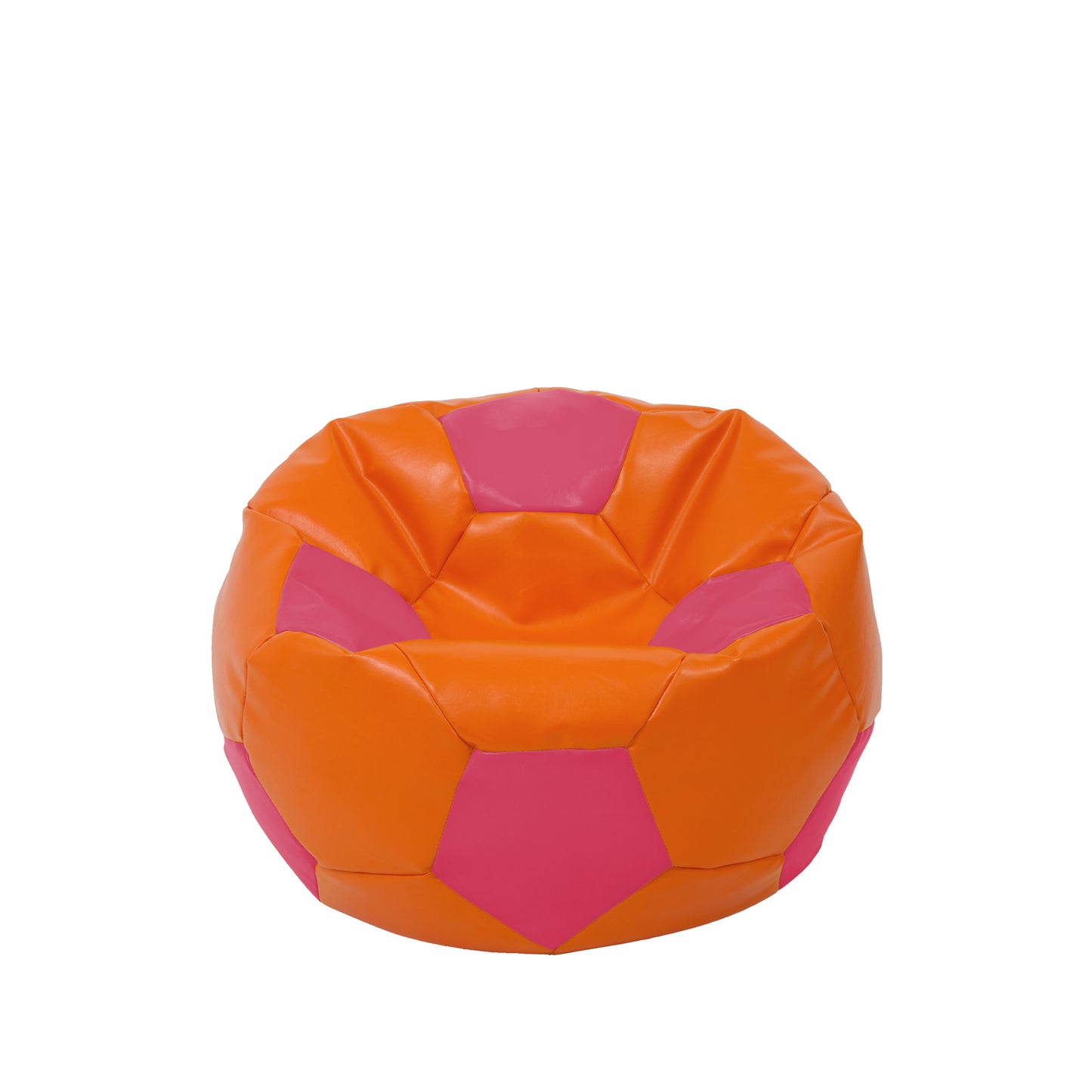 Fotoliu puf Baby Ball - imitatie piele - portocaliu/roz