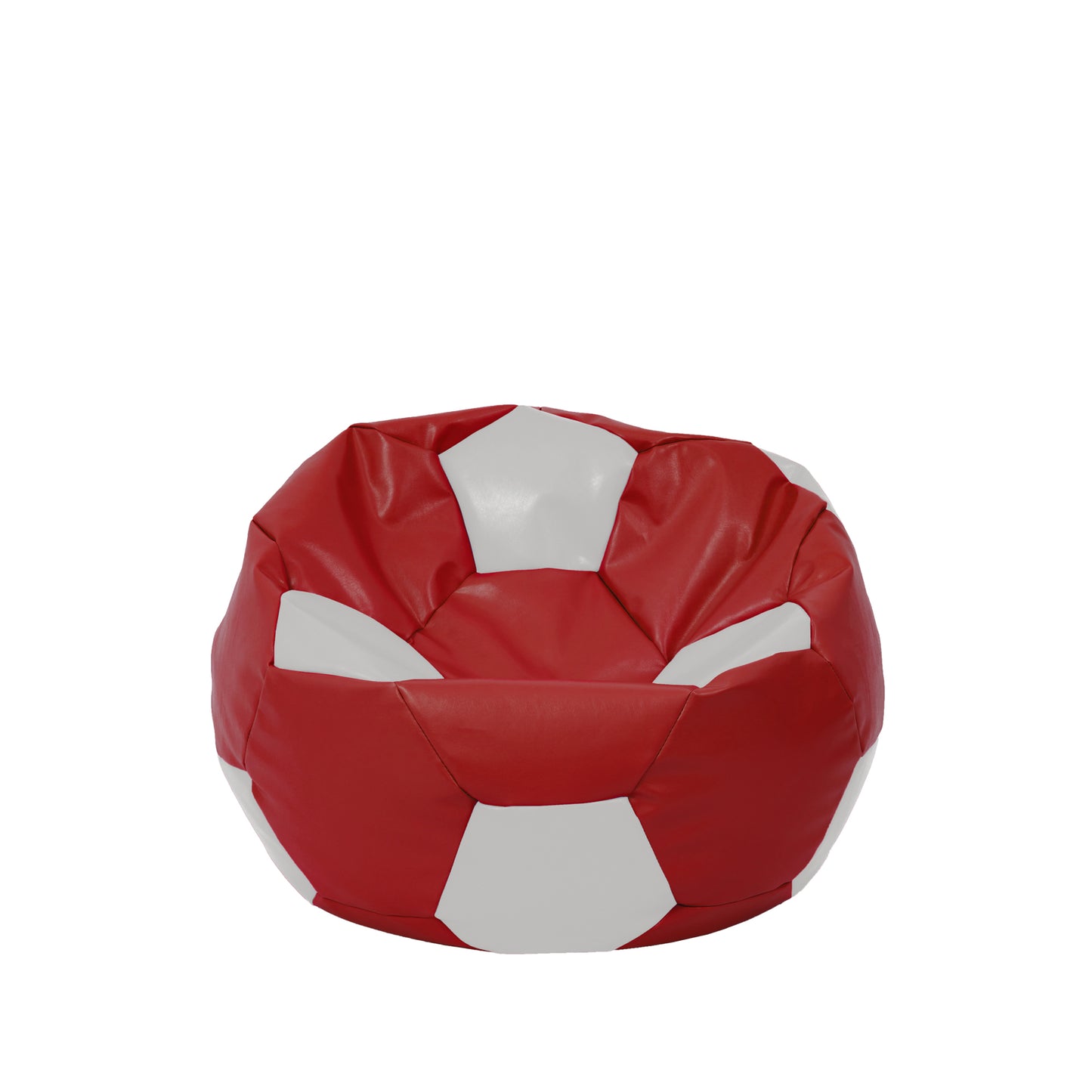 Fotoliu puf Baby Ball - imitatie piele - rosu/alb