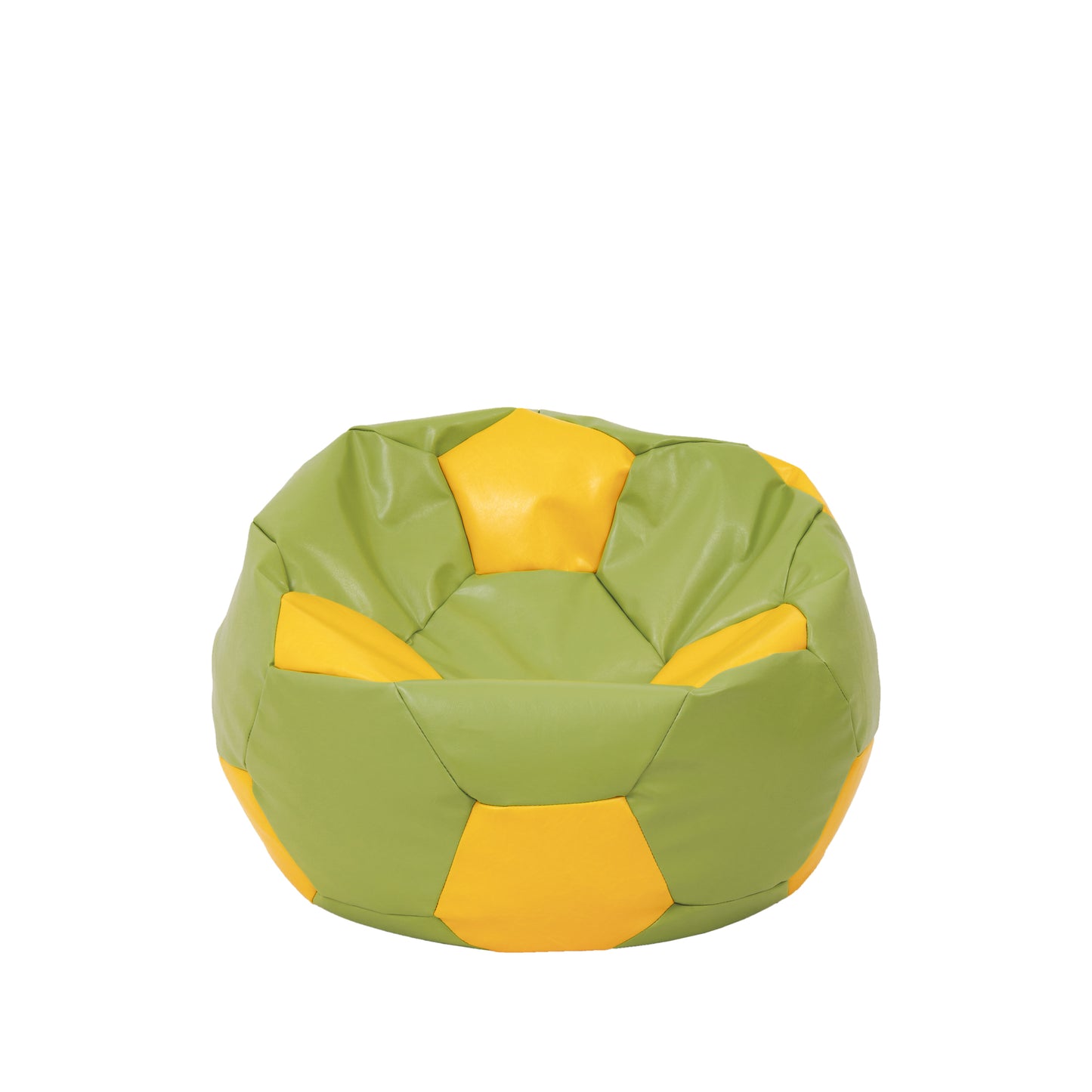 Fotoliu puf Baby Ball - imitatie piele - verde/galben
