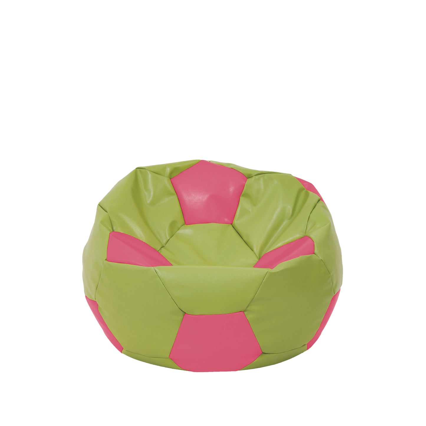 Fotoliu puf Baby Ball - imitatie piele - verde/roz