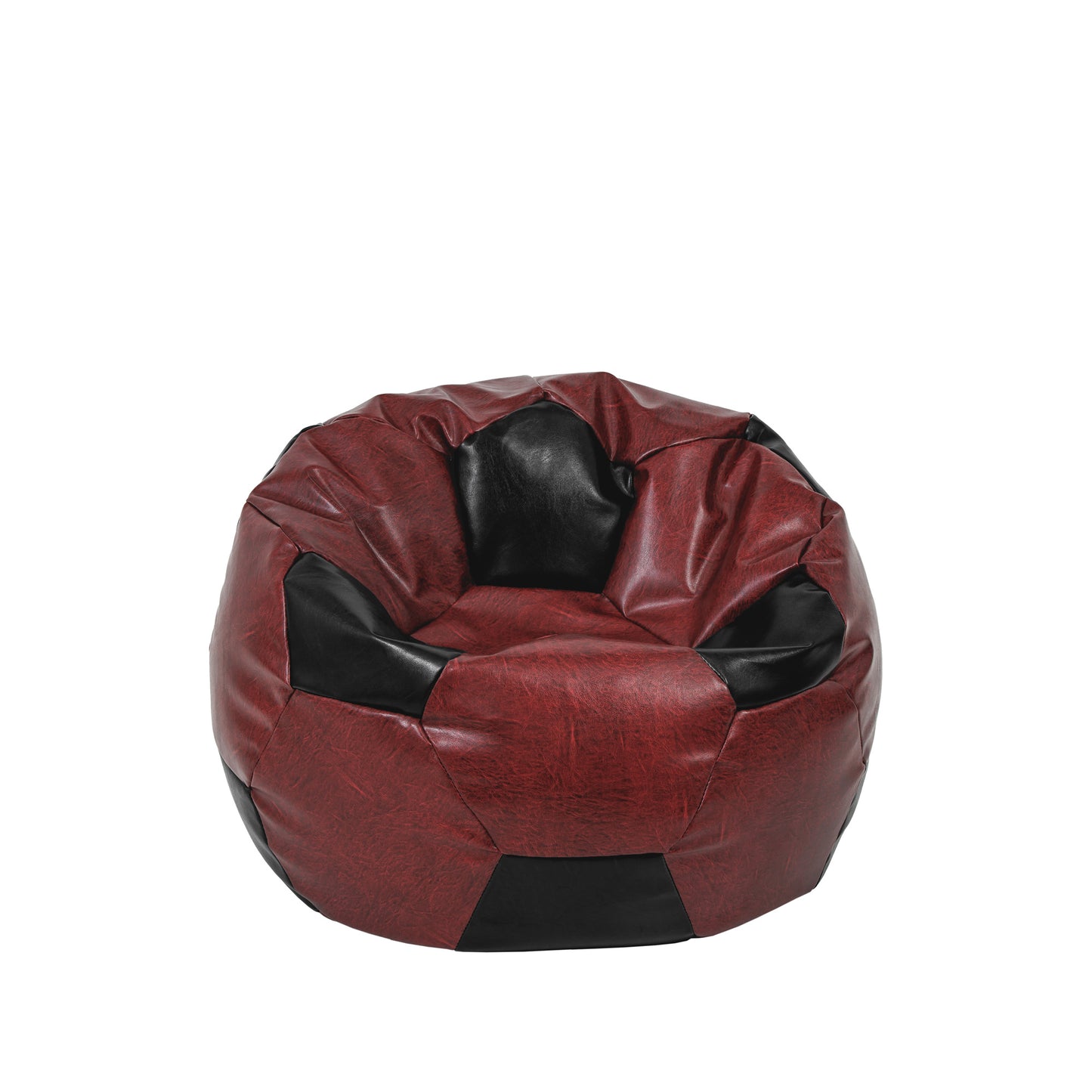 Fotoliu puf Baby Ball - imitatie piele - bordo/negru