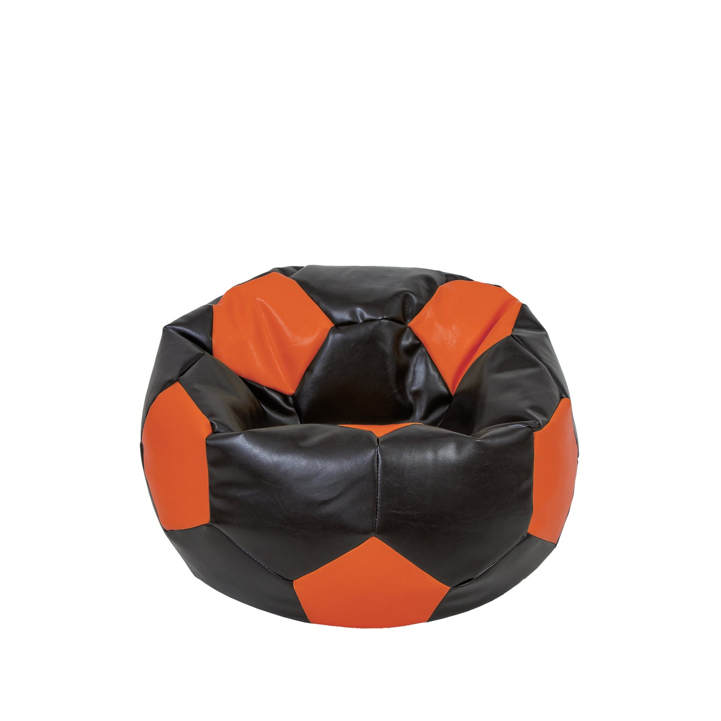 Fotoliu puf Baby Ball - imitatie piele - wenge/portocaliu