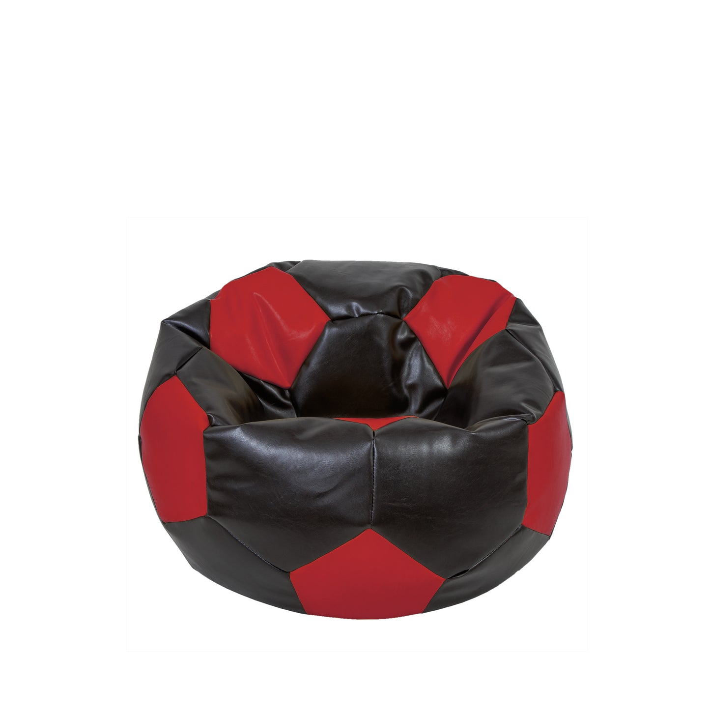 Fotoliu puf Baby Ball - imitatie piele - wenge/rosu