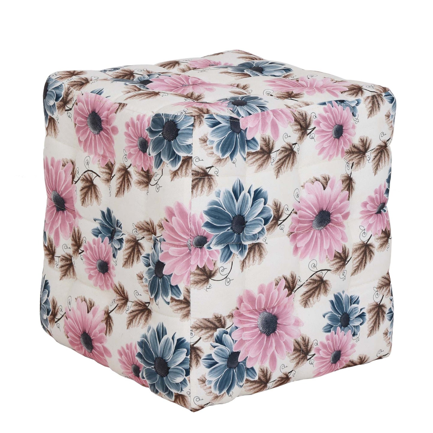 Taburet Bump - stofa floral turcoaz
