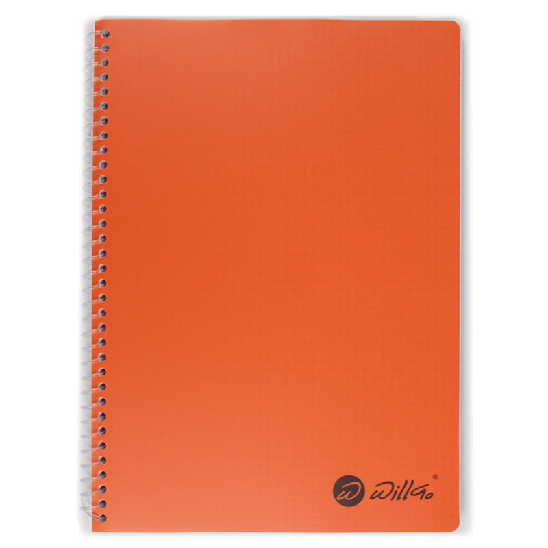 Caiet A4 cu spira plastic, microperforatii si coperti din plastic, 120 file matematica Willgo