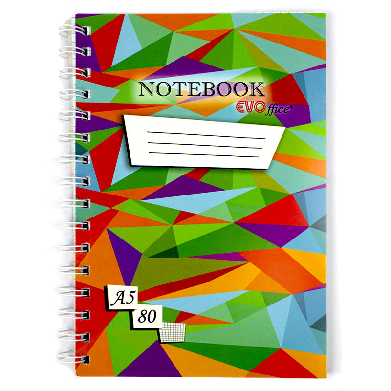 Caiet A5 cu spira metalica, 80 file matematica EVOffice