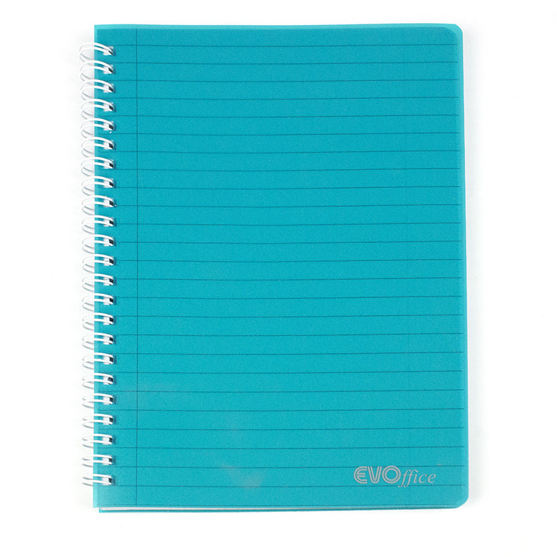 Caiet A5 cu spira metalica, microperforatii si coperti plastic, 100 file dictando EVOffice