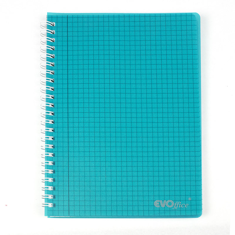 Caiet A5 cu spira metalica, microperforatii si coperti plastic, 100 file matematica EVOffice