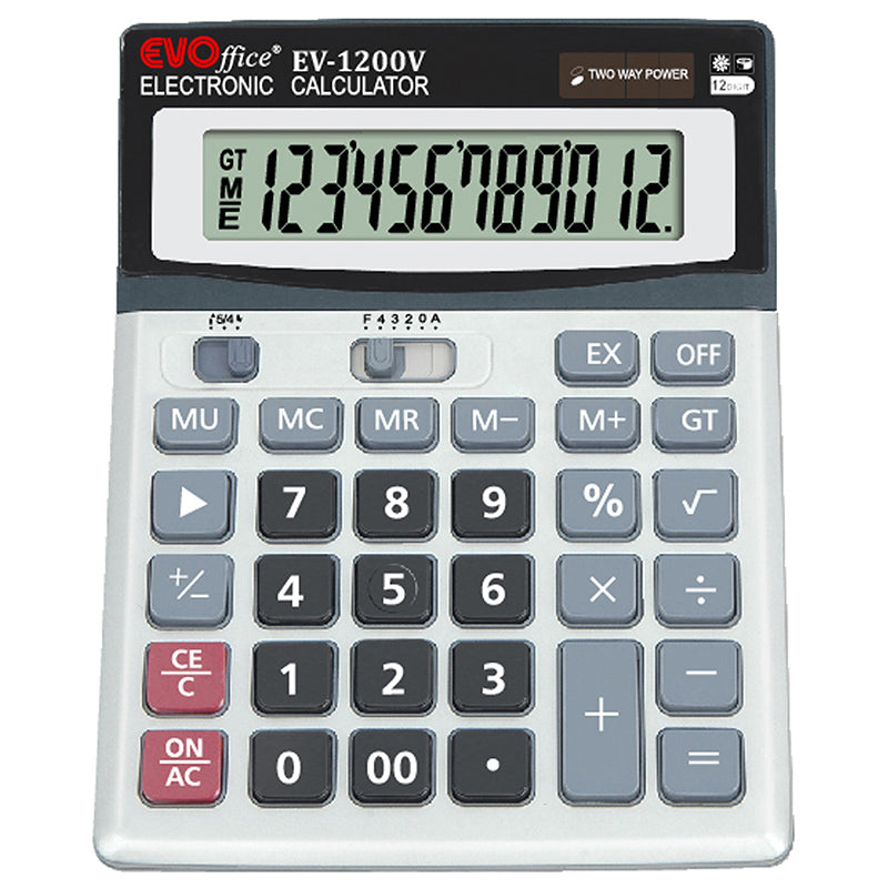 Calculator 12 dgt , 15*19 cm, front metalic EVOffice