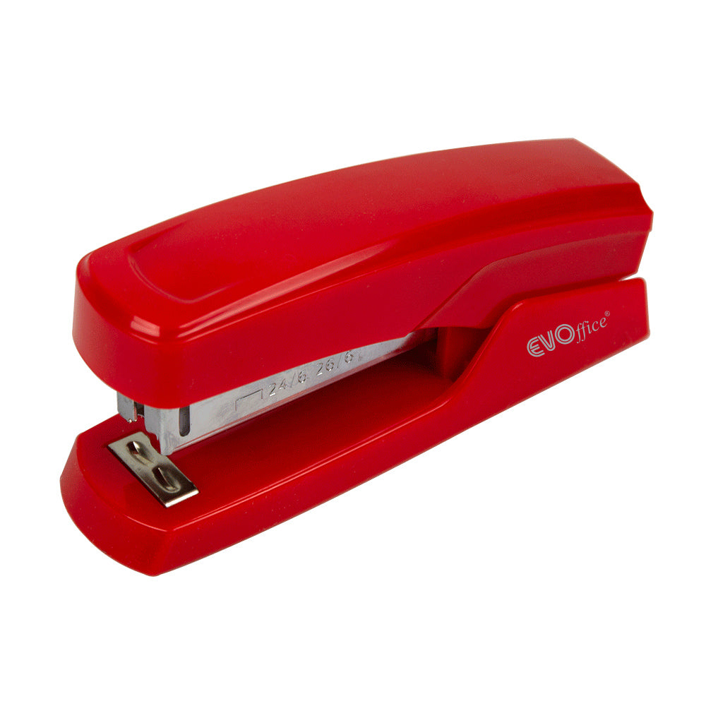 Capsator plastic mediu 24/6, 26/6 30 coli rosu EVOffice