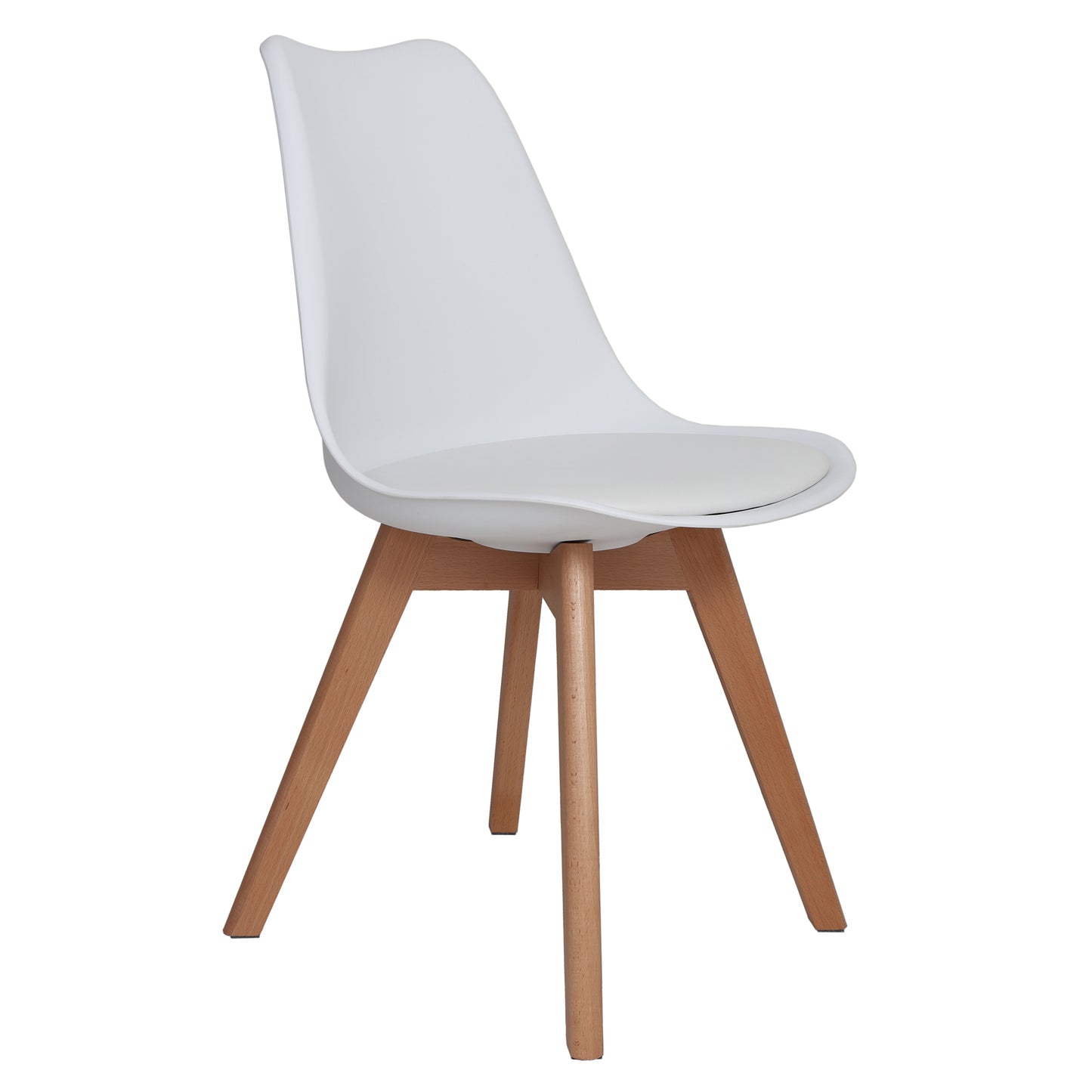 Scaun Celia - cadru lemn - imitatie piele alb