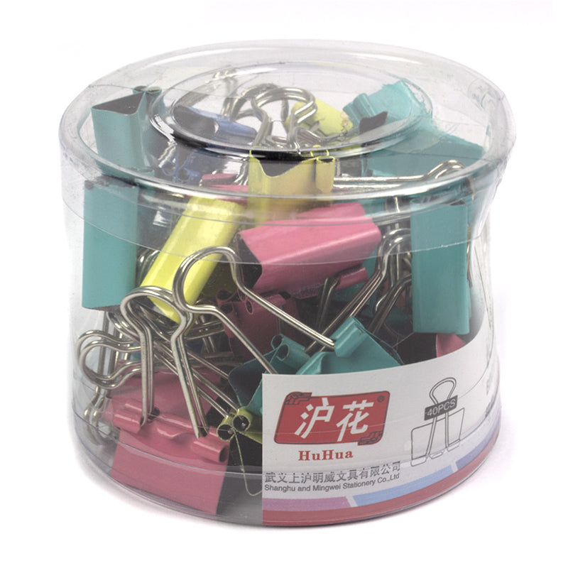 Clip hartie 19mm, 40 buc, culori asortate/cutie plastic EVOffice