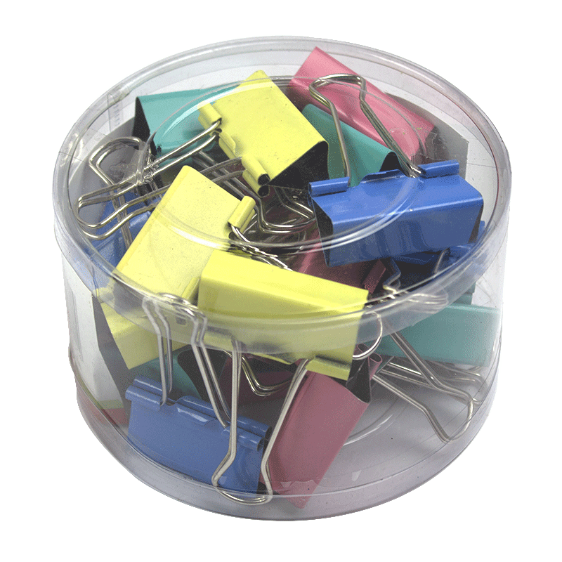 Clip hartie 41mm, 24 buc, culori asortate/cutie plastic EVOffice