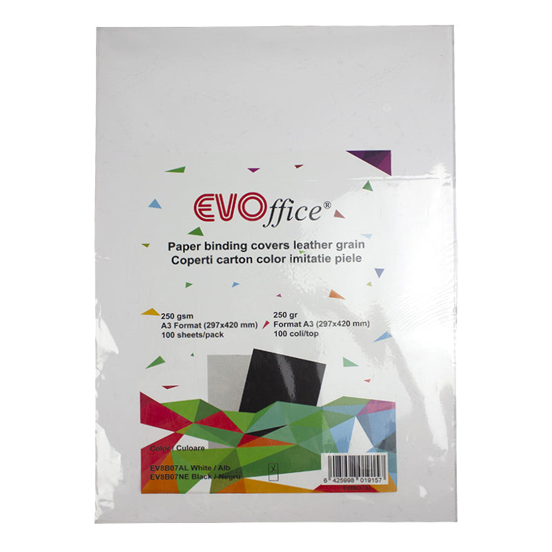 Coperti carton alb imitatie piele A3 250g/mp 100coli/top EVOffice