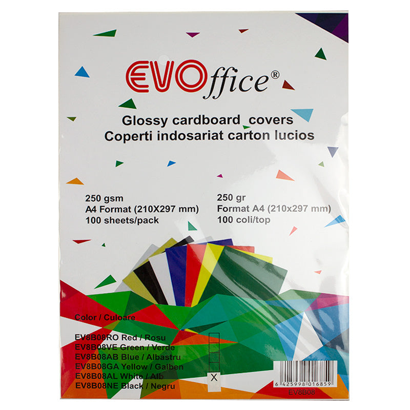 Coperti carton alb lucios A4, 250g/mp,100 coli/top EVOffice