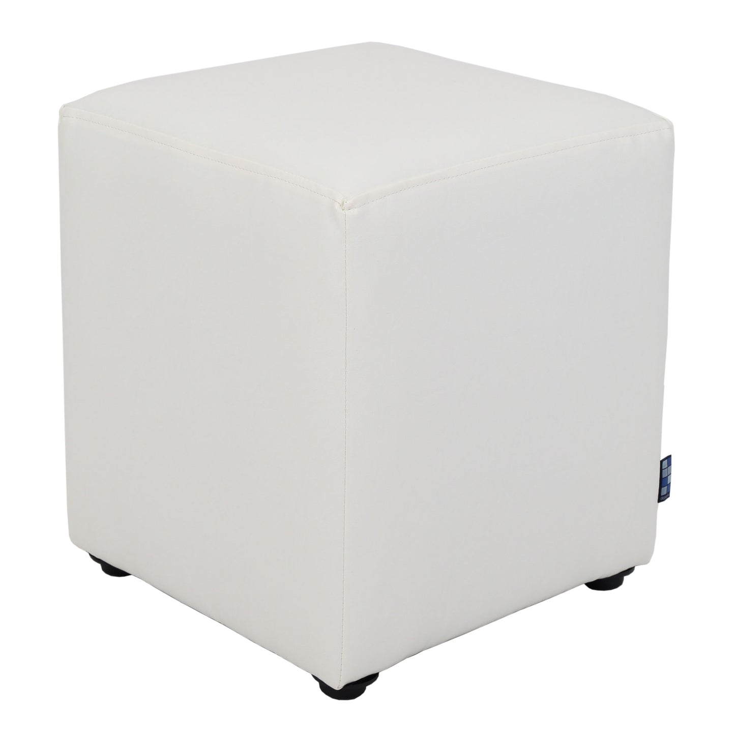 Taburet Cube - imitatie piele alb - 21894