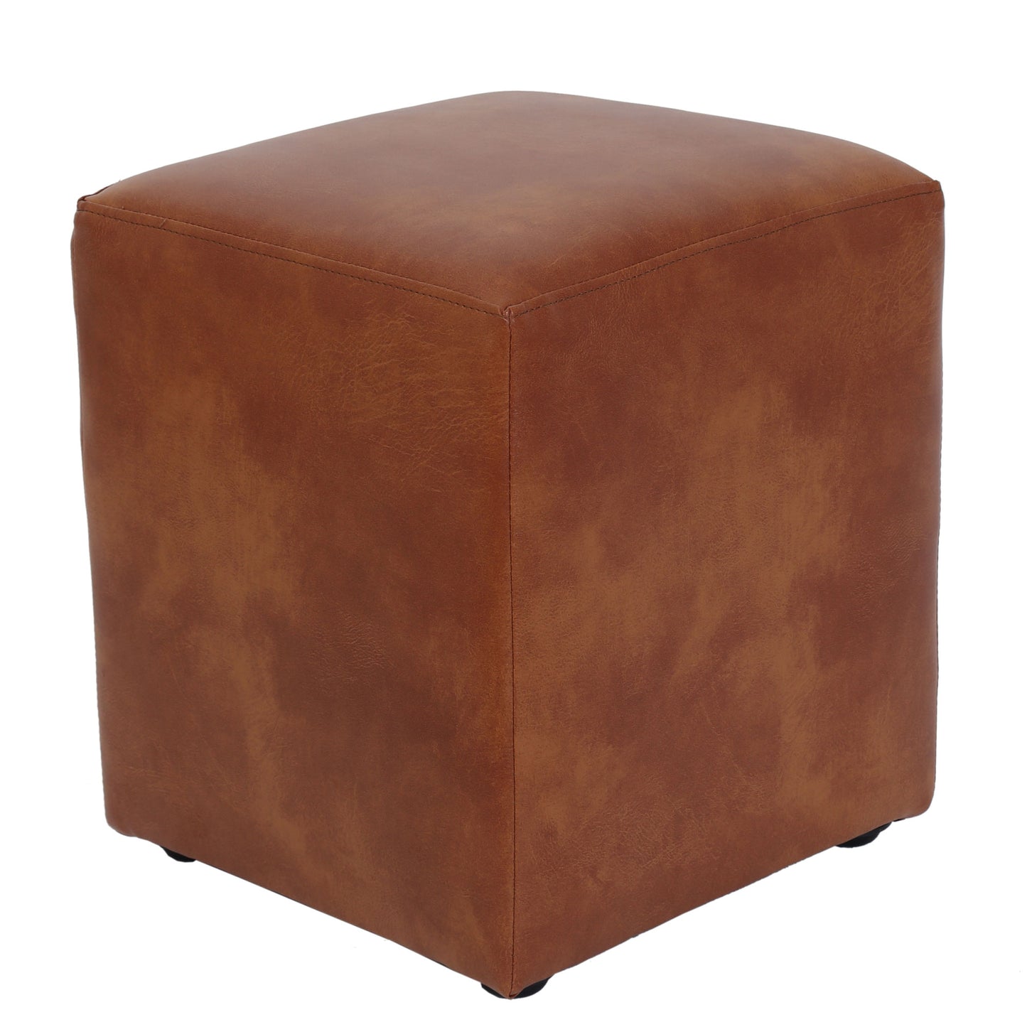 Taburet Cube - imitatie piele coniac - 8070