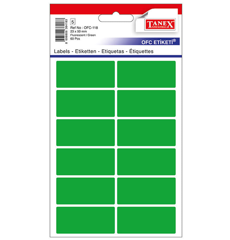 ETICHETE 23*50MM COLTURI ROTUNDE VERZI 60/SET TANEX
