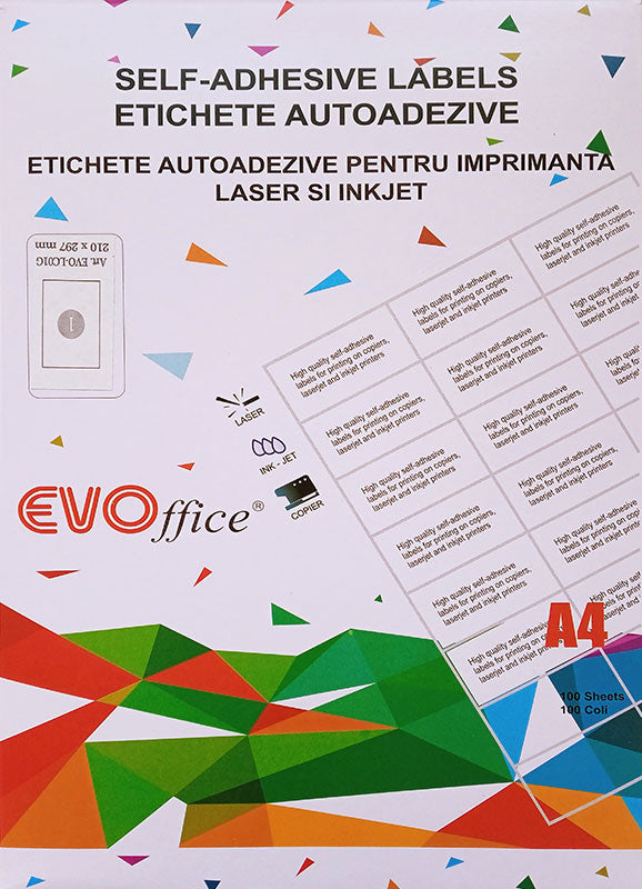 Etichete color galben autoadezive 1/A4 100 coli/cutie EVOffice