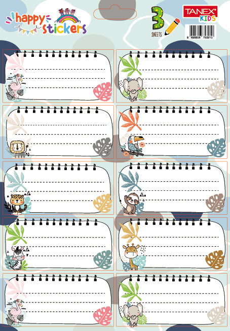 ETICHETE SCOLARE 30/SET ANIMALE SALBATICE TLS-833 TANEX