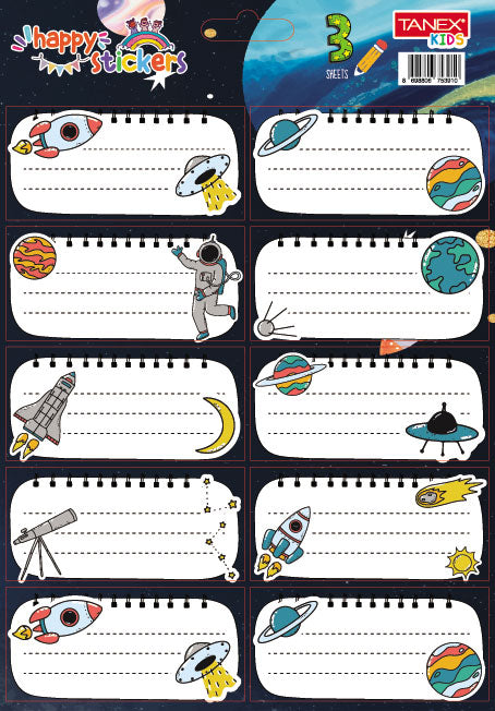 ETICHETE SCOLARE 30/SET COSMOS TLS-805 TANEX