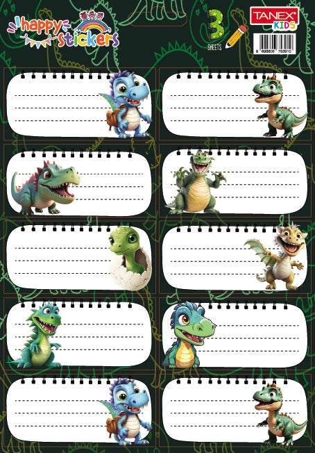 ETICHETE SCOLARE 30/SET DINO TLS-801 TANEX