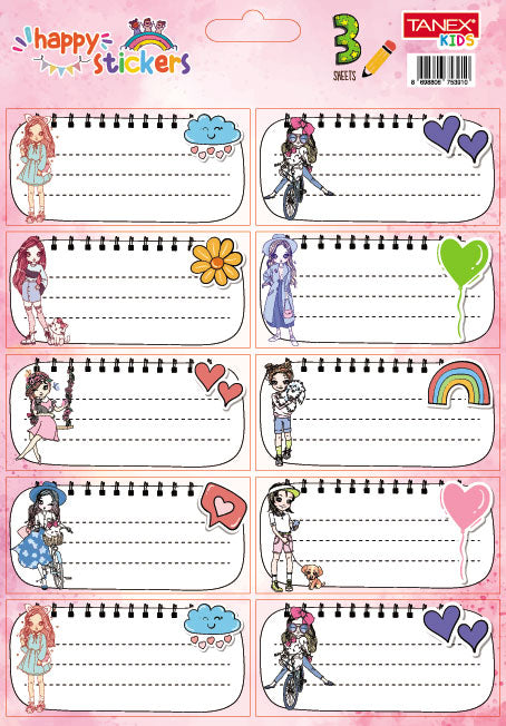 ETICHETE SCOLARE 30/SET GIRLS TLS-826 TANEX