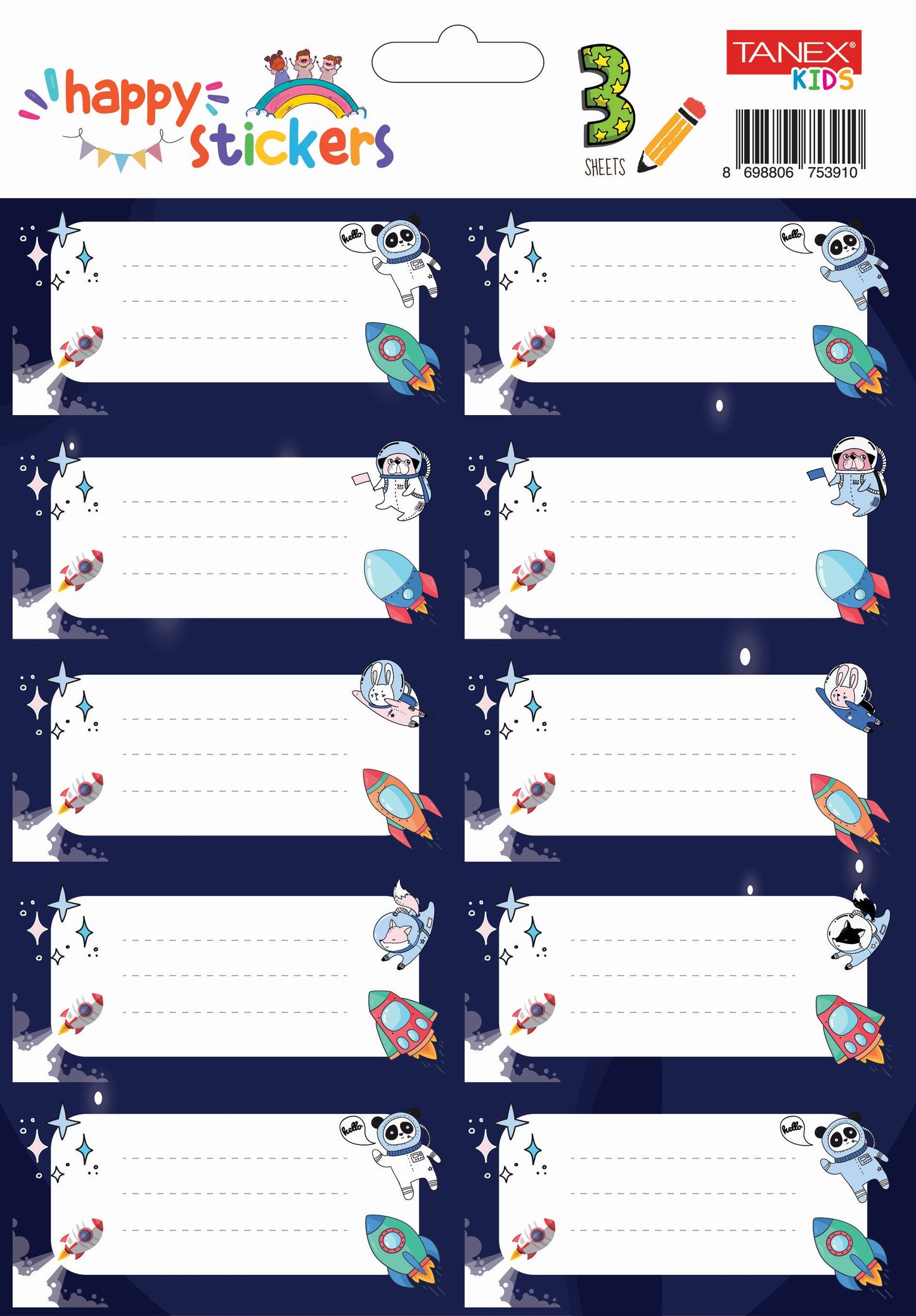 ETICHETE SCOLARE 30/SET RACHETE TLS-748 TANEX