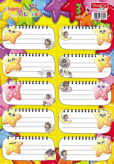 ETICHETE SCOLARE 30/SET STARS TLS-822 TANEX