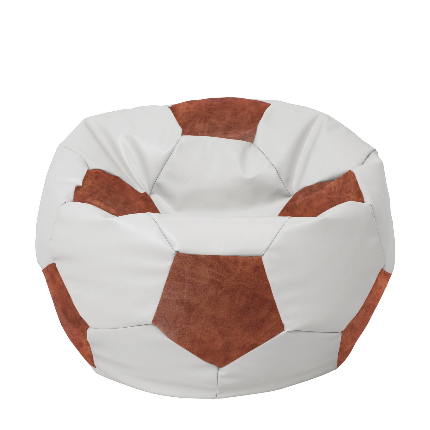 Fotoliu puf Extra Ball - imitatie piele - alb/coniac