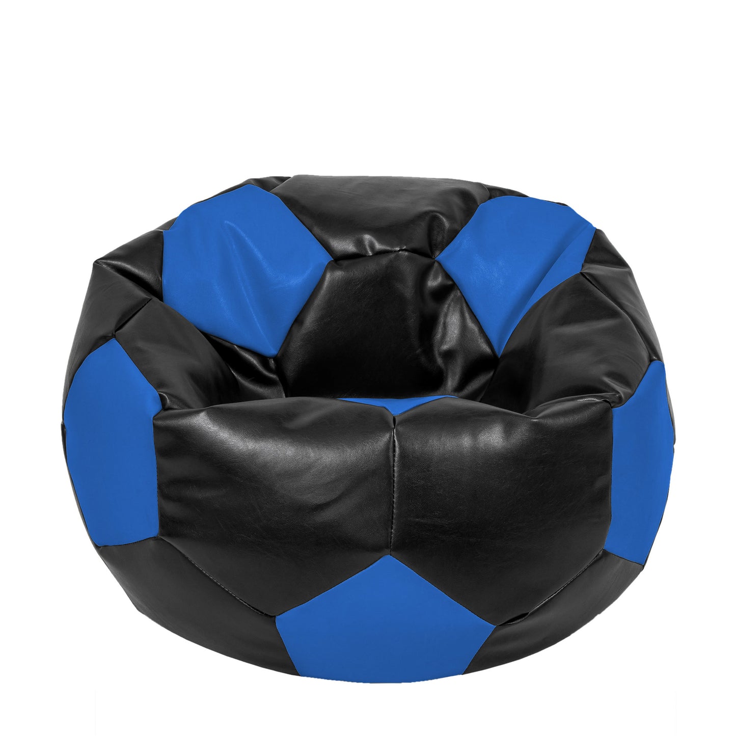Fotoliu puf Extra Ball - imitatie piele - negru/albastru